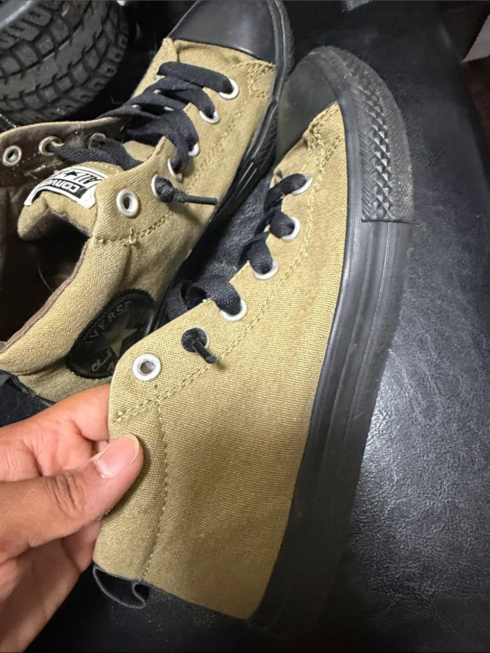 Converse Kids Olive Green and Black Sneakers
